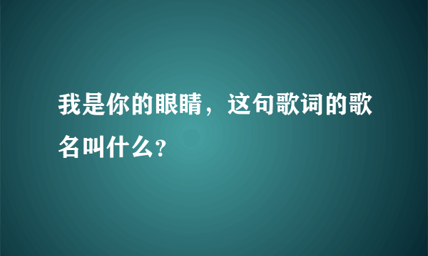 我是你的眼睛，这句歌词的歌名叫什么？