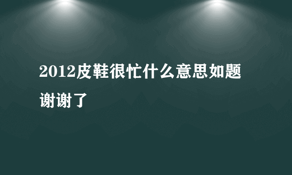 2012皮鞋很忙什么意思如题 谢谢了