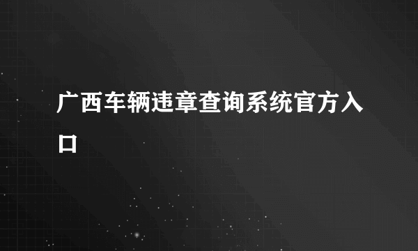 广西车辆违章查询系统官方入口