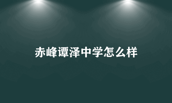 赤峰谭泽中学怎么样