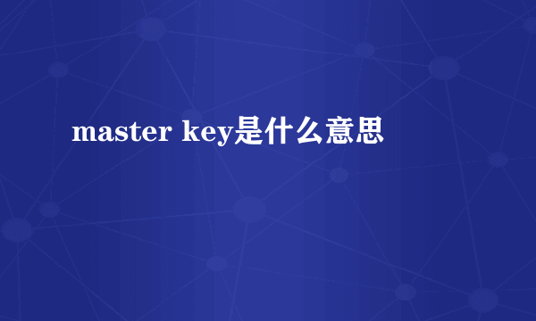 master key是什么意思