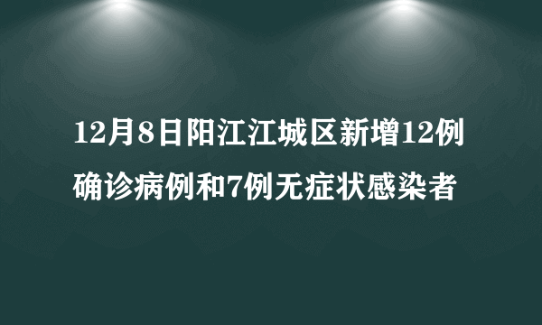 12月8日阳江江城区新增12例确诊病例和7例无症状感染者