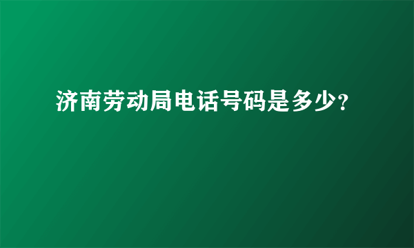 济南劳动局电话号码是多少？