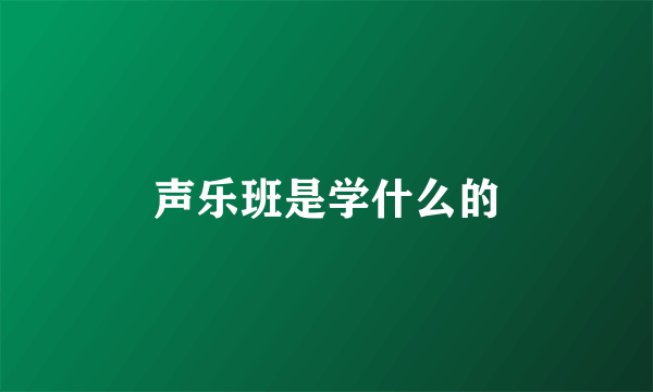 声乐班是学什么的