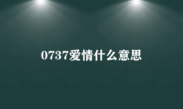 0737爱情什么意思