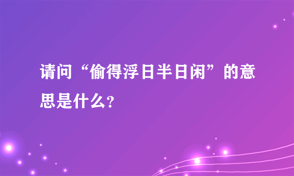 请问“偷得浮日半日闲”的意思是什么？