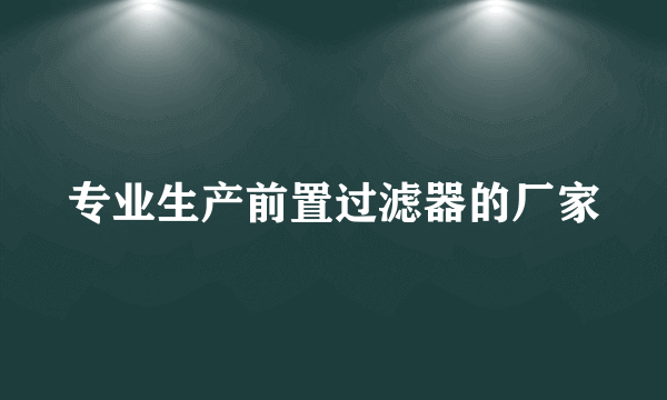 专业生产前置过滤器的厂家