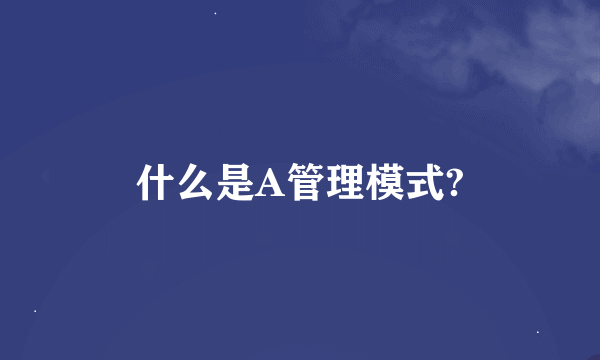 什么是A管理模式?