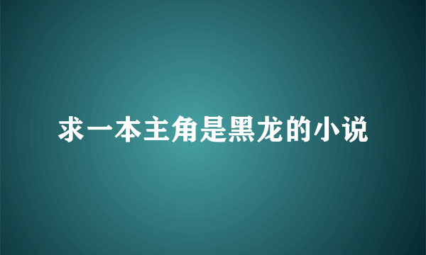 求一本主角是黑龙的小说