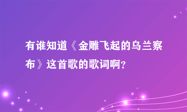 有谁知道《金雕飞起的乌兰察布》这首歌的歌词啊？