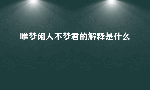 唯梦闲人不梦君的解释是什么