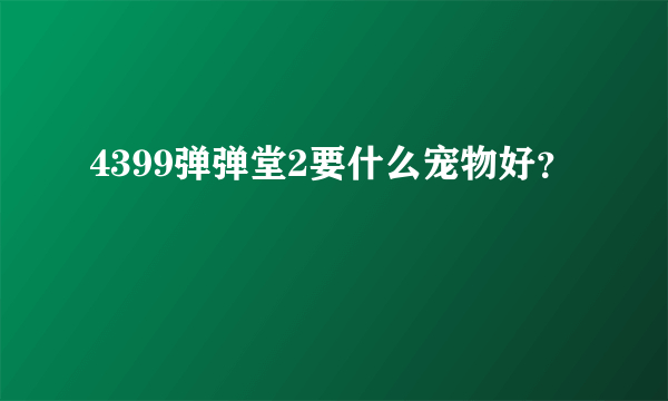 4399弹弹堂2要什么宠物好？