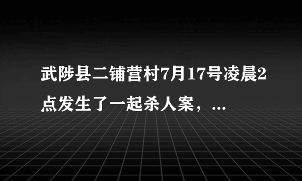 武陟县二铺营村7月17号凌晨2点发生了一起杀人案，知道详情的请给我讲一下当时的情况。