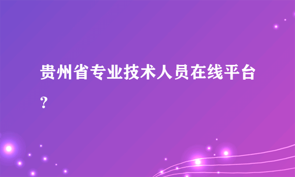 贵州省专业技术人员在线平台？