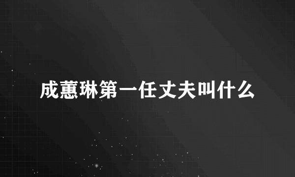 成蕙琳第一任丈夫叫什么