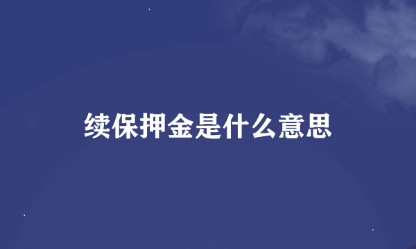 续保押金是什么意思