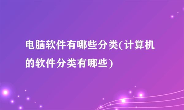 电脑软件有哪些分类(计算机的软件分类有哪些)