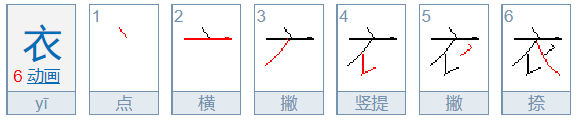 衣服的衣笔顺怎么写