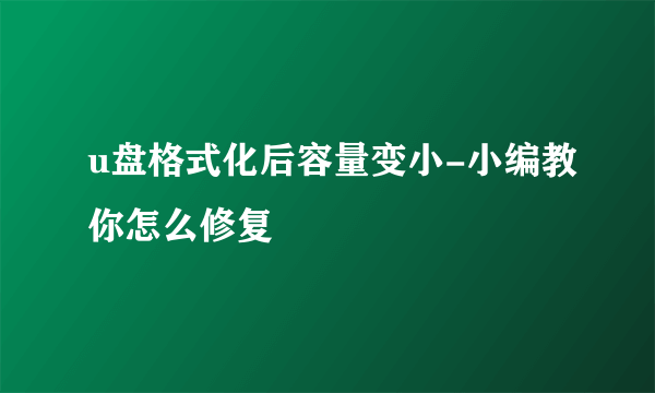 u盘格式化后容量变小-小编教你怎么修复