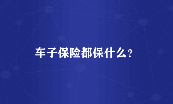 车子保险都保什么？