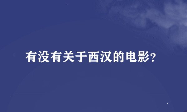 有没有关于西汉的电影？