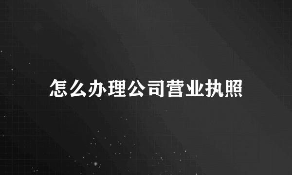 怎么办理公司营业执照