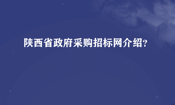 陕西省政府采购招标网介绍？