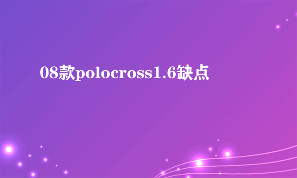 08款polocross1.6缺点