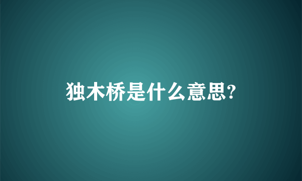 独木桥是什么意思?