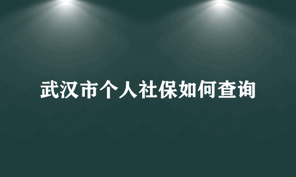 武汉市个人社保如何查询