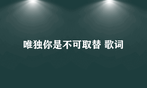 唯独你是不可取替 歌词