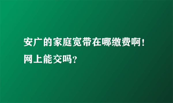 安广的家庭宽带在哪缴费啊！网上能交吗？