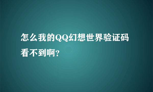 怎么我的QQ幻想世界验证码看不到啊？