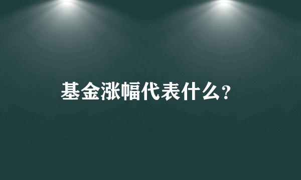 基金涨幅代表什么？