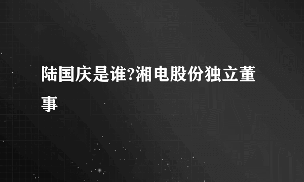 陆国庆是谁?湘电股份独立董事