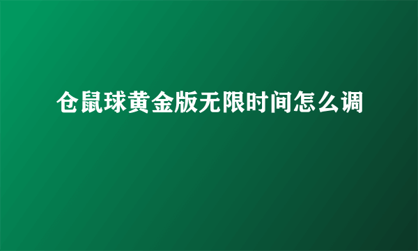 仓鼠球黄金版无限时间怎么调