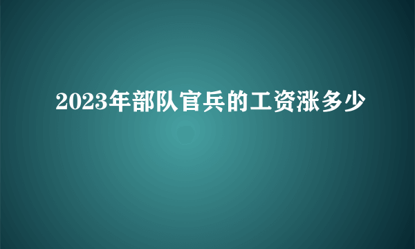 2023年部队官兵的工资涨多少