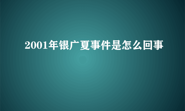 2001年银广夏事件是怎么回事