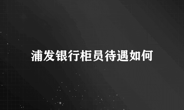 浦发银行柜员待遇如何