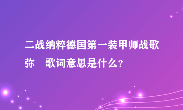 二战纳粹德国第一装甲师战歌弥潵歌词意思是什么？