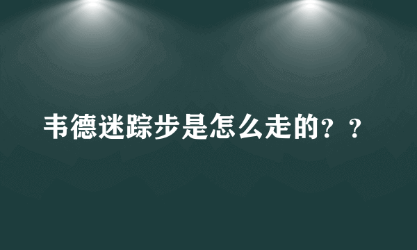 韦德迷踪步是怎么走的？？