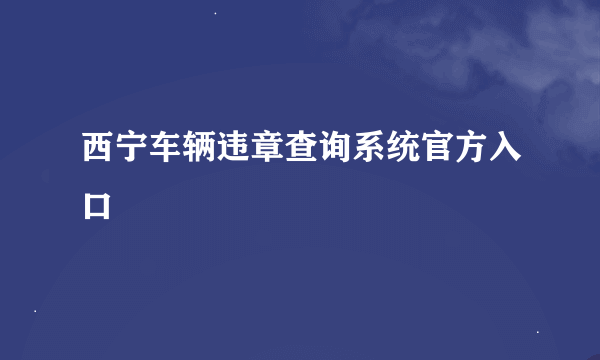 西宁车辆违章查询系统官方入口