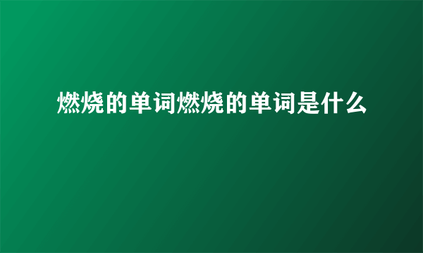 燃烧的单词燃烧的单词是什么