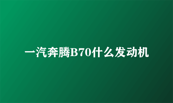 一汽奔腾B70什么发动机