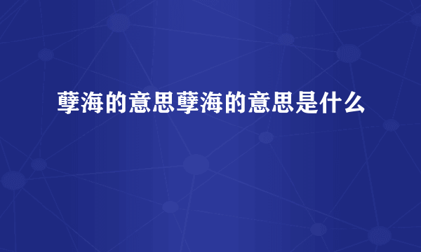 孽海的意思孽海的意思是什么