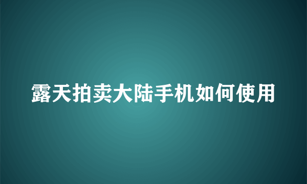 露天拍卖大陆手机如何使用