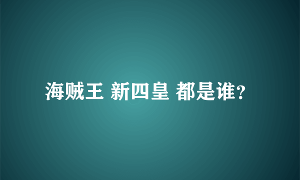 海贼王 新四皇 都是谁？