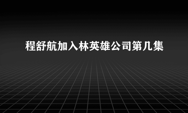 程舒航加入林英雄公司第几集