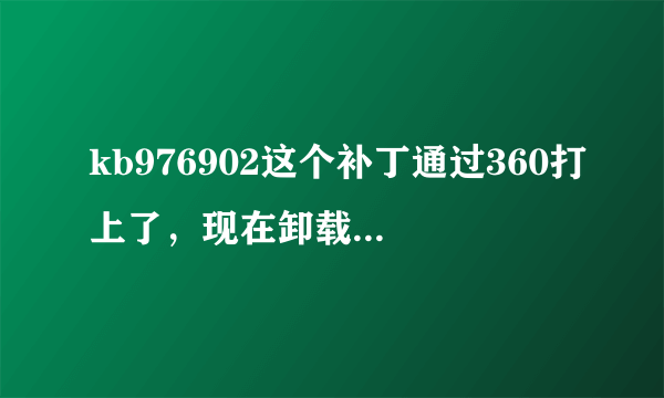 kb976902这个补丁通过360打上了，现在卸载不了，怎么办？