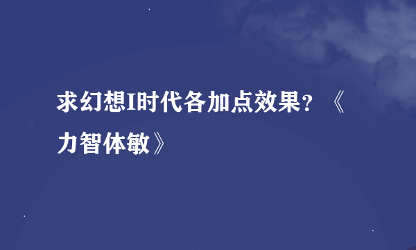 求幻想I时代各加点效果？《力智体敏》